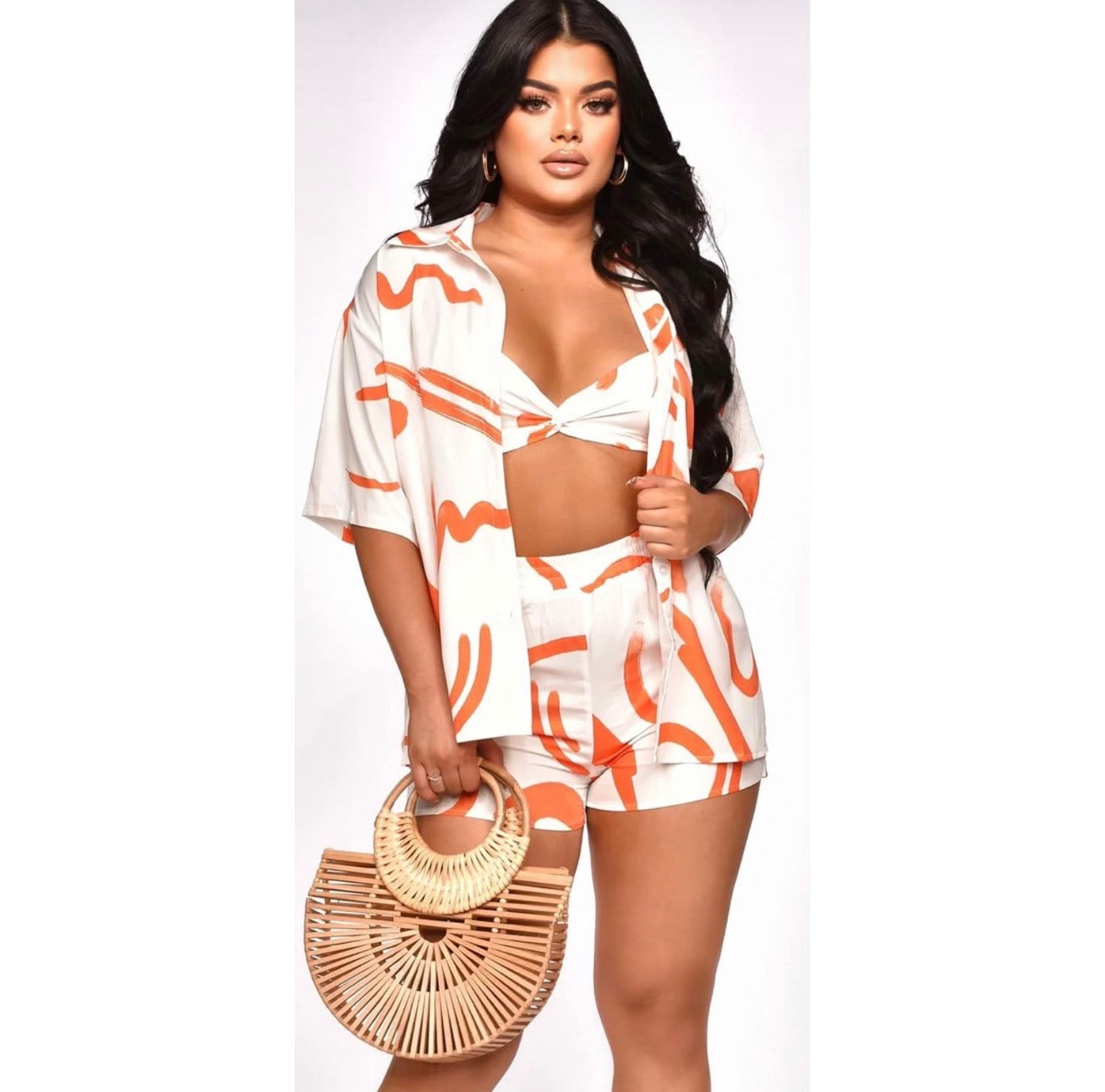 Set 3 Piezas White & Orange